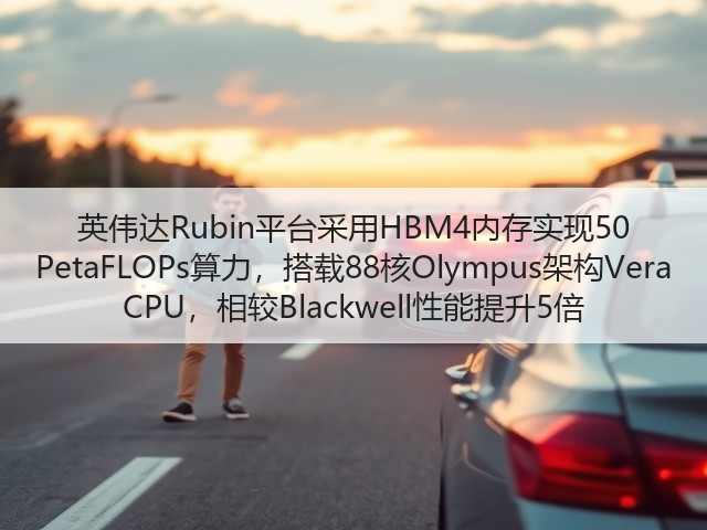 英伟达Rubin平台采用HBM4内存实现50 PetaFLOPs算力，搭载88核Olympus架构Vera CPU，相较Blackwell性能提升5倍(图3)