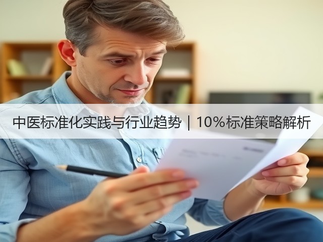 中医标准化实践与行业趋势｜10％标准策略解析(图1)